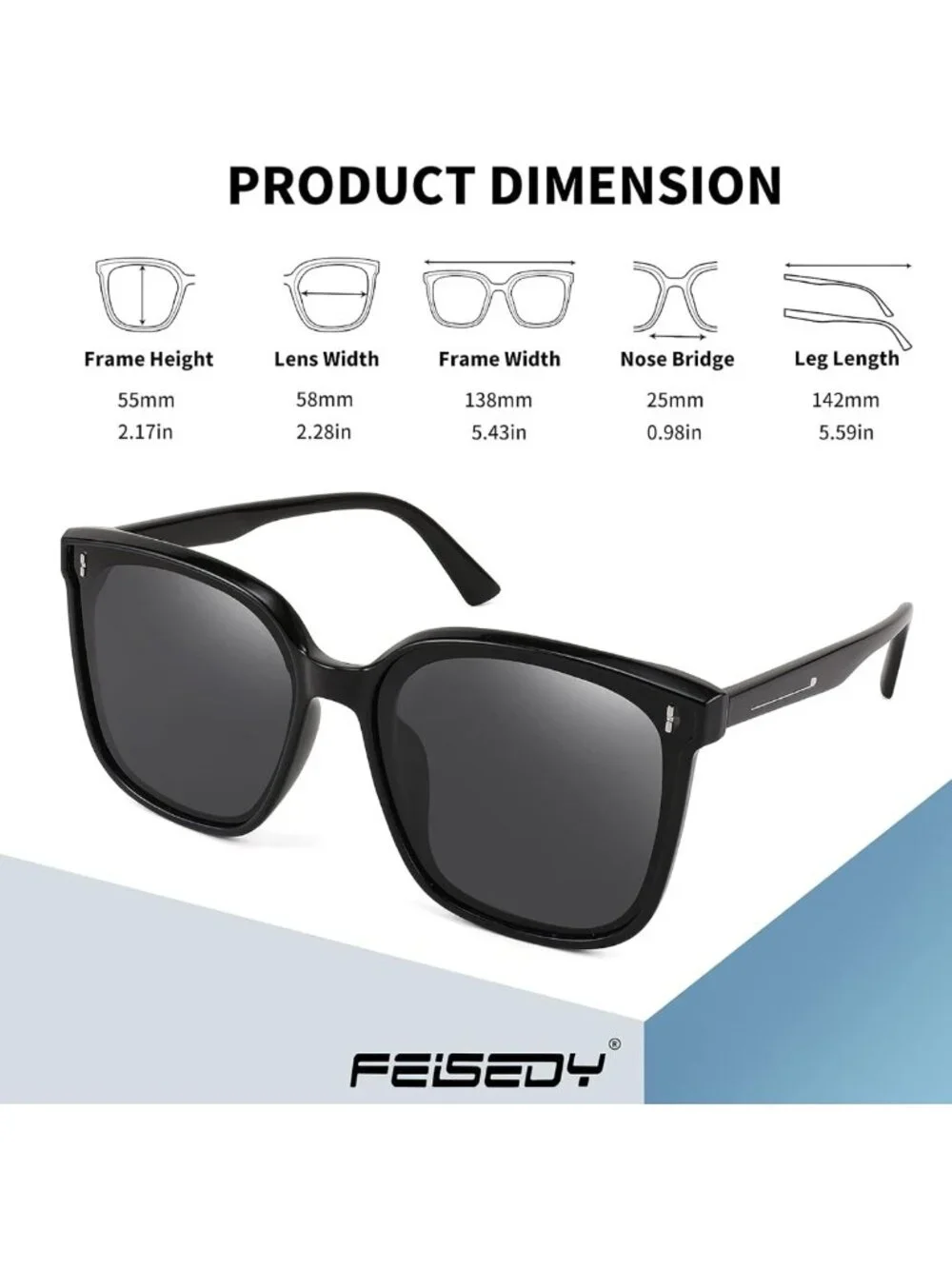 Oversized Vintage Polarized Sunglasses - Square Cute Trendy Style for Women